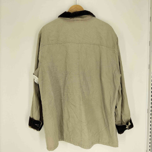 ランズエンド LANDS END 90-00S 裏地 チェック 襟 コーデュロイ ハンティング カバーオール ジャケット メンズ import:XL